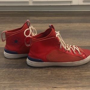 Converse Red White Blue Unisex Ultra Mid High Top Sneakers Chuck Taylor EUC